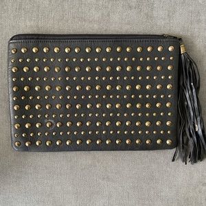 Stylish black faux leather clutch